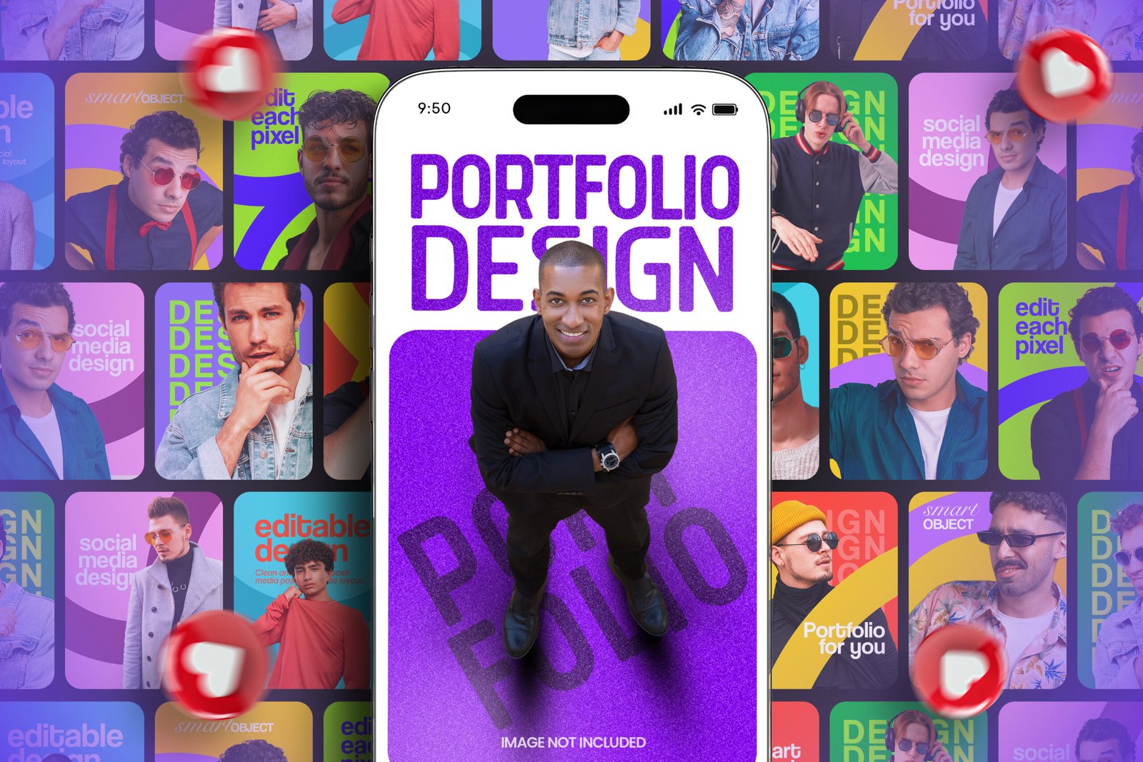 Portfolio Showcase Design Social Media Template with Photo Frame